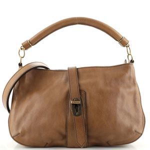 Burberry Turn Lock Tote Buffalo Leather East West Brown